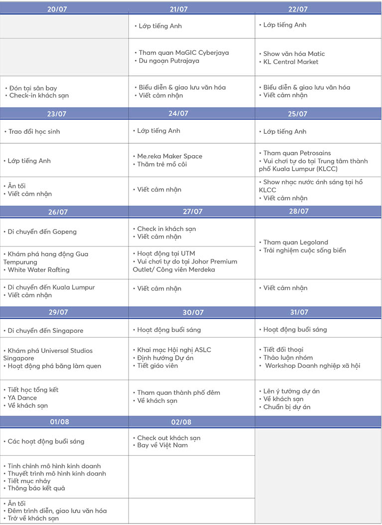 Trai he VietPhil Camp tai Singapore - Lich trinh hoat dong
