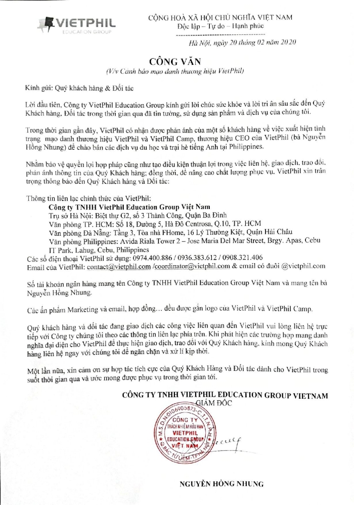 cảnh báo mạo danh