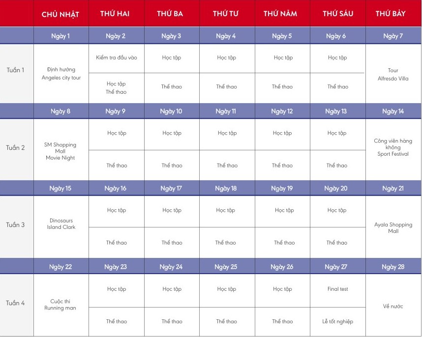 Lịch trình hoạt động của trại hè tiếng Anh WE Academy 2023